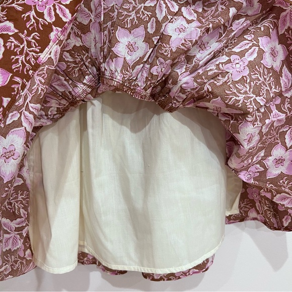 NWT Jason Wu One-shoulder A-line Floral Puff-sleeve Mini Dress, Pink/Brown, S - Picture 10 of 13